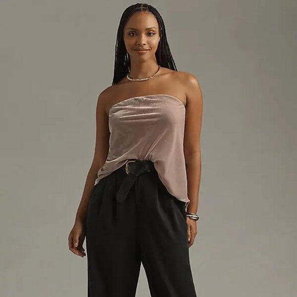 Anthropologie The Tilda Strapless Top: Velvet Edition (Lavander) NEW - Picture 3 of 4